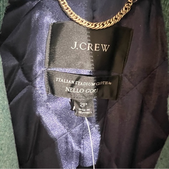 J. Crew Lodge Coat Size 2P Italian Stadium Cloth Nello Gori Wool Turquoi… - Picture 4 of 12